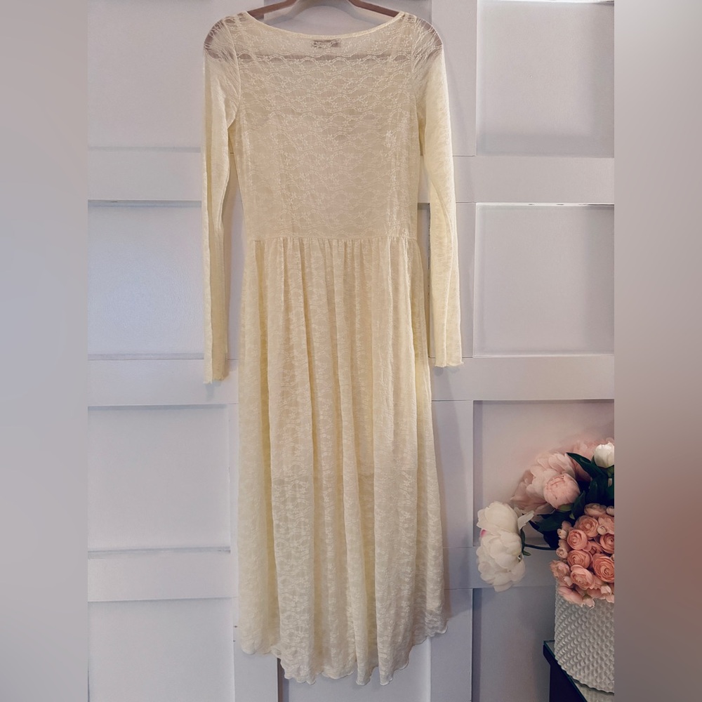 NWT Thirty/Thirty L.A. Modest Cream Floral Lace Midi Dress - Size L - Picture 5 of 6